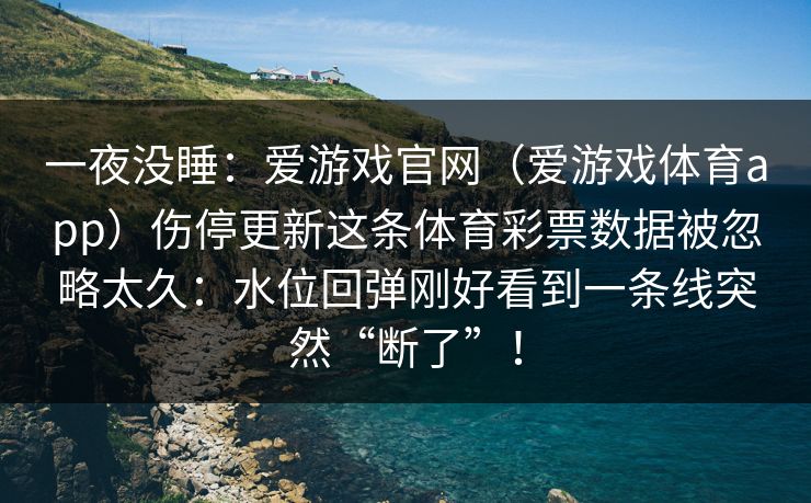 一夜没睡：爱游戏官网（爱游戏体育app）伤停更新这条体育彩票数据被忽略太久：水位回弹刚好看到一条线突然“断了”！