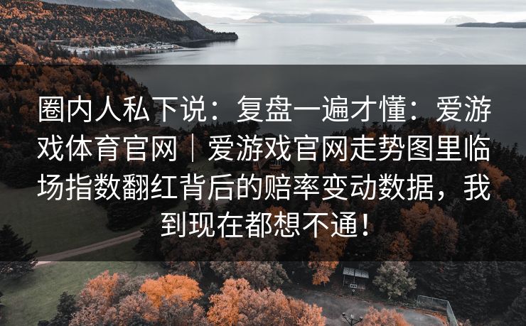 圈内人私下说：复盘一遍才懂：爱游戏体育官网｜爱游戏官网走势图里临场指数翻红背后的赔率变动数据，我到现在都想不通！