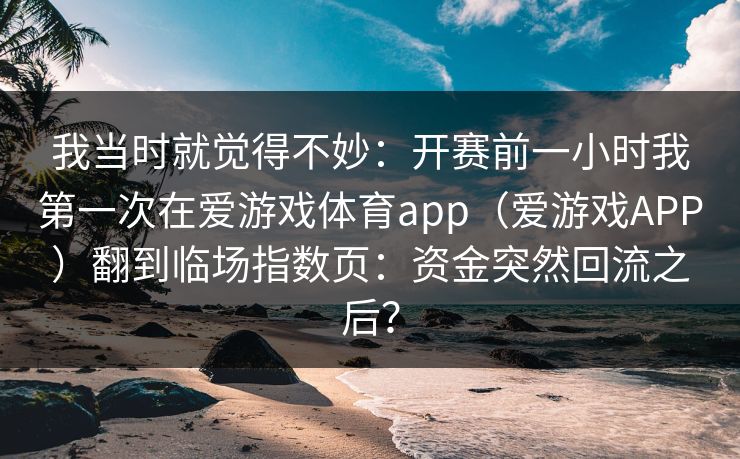 我当时就觉得不妙：开赛前一小时我第一次在爱游戏体育app（爱游戏APP）翻到临场指数页：资金突然回流之后？