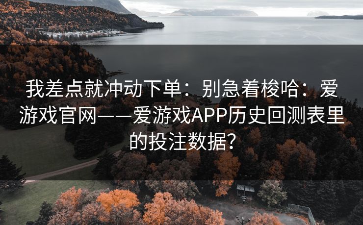 我差点就冲动下单：别急着梭哈：爱游戏官网——爱游戏APP历史回测表里的投注数据？