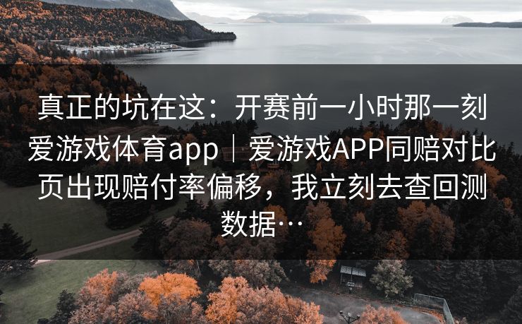 真正的坑在这：开赛前一小时那一刻爱游戏体育app｜爱游戏APP同赔对比页出现赔付率偏移，我立刻去查回测数据…